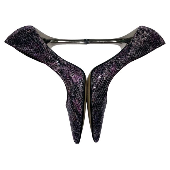 Guess Carrie Purple Sequin Metallic Glitter.Pointed Toe High Heel Stiletto Shoes - Picture 10 of 13